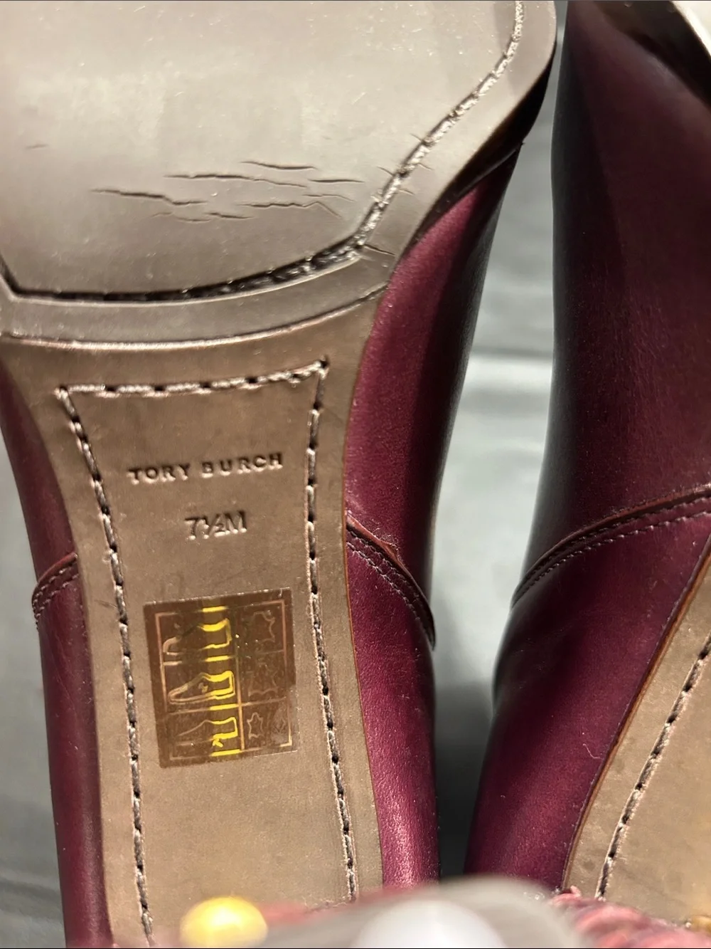 Tory Burch Burgundy Leather Lace-Tie Ankle Boots